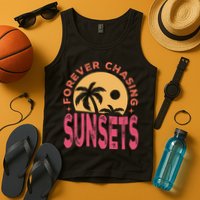 Retro Vintage Forever Chasing Sunsets Summer Vacation Outfit Tank Top
