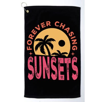 Retro Vintage Forever Chasing Sunsets Summer Vacation Outfit Golf Towel