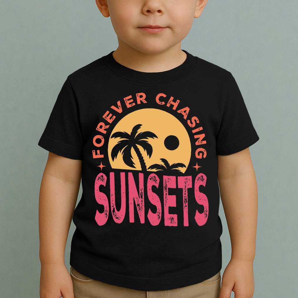 Retro Vintage Forever Chasing Sunsets Summer Vacation Outfit Toddler T-Shirt