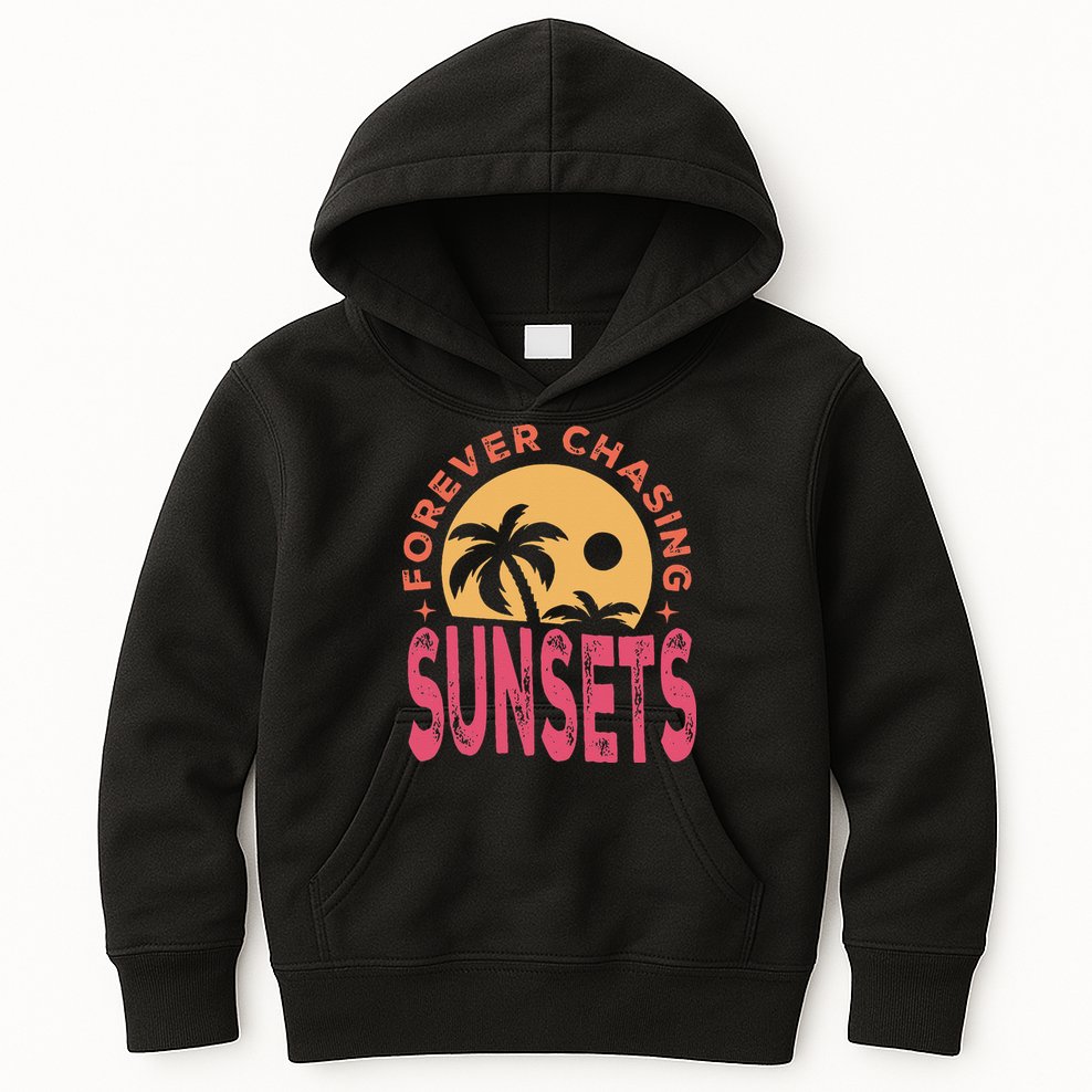 Retro Vintage Forever Chasing Sunsets Summer Vacation Outfit Kids Hoodie