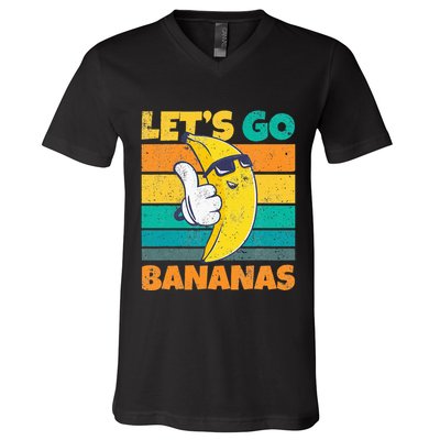 Retro Vintage Funny Banana Meme Let Go Banana Cool Bananas V-Neck T-Shirt