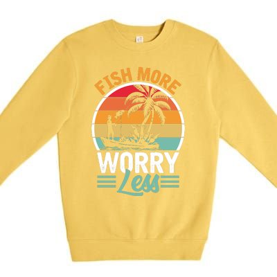 Retro Vintage Fishing Theme Print Premium Crewneck Sweatshirt