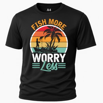 Retro Vintage Fishing Theme Print Cooling Performance Crew T-Shirt