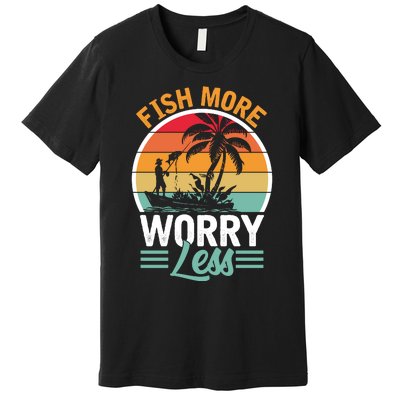 Retro Vintage Fishing Theme Print Premium T-Shirt