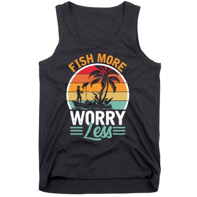 Retro Vintage Fishing Theme Print Tank Top