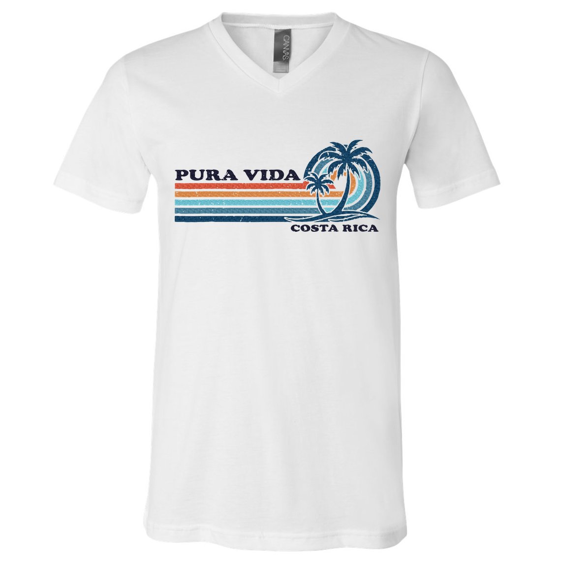 Retro Vintage Family Vacation Costa Rica Pura Vida V-Neck T-Shirt