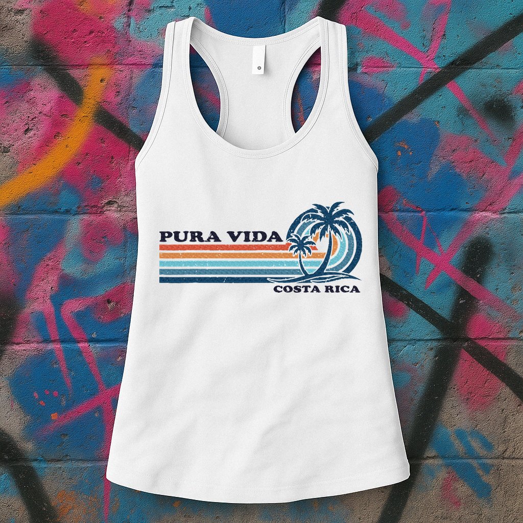 Retro Vintage Family Vacation Costa Rica Pura Vida Womens Tank Top