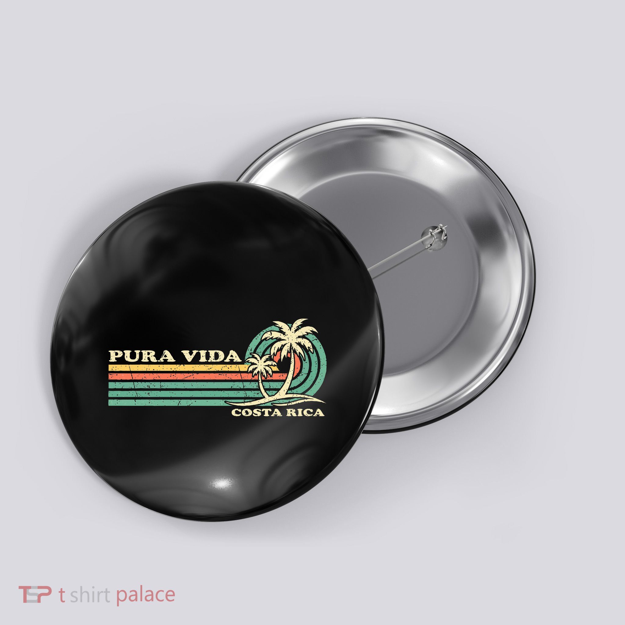 Retro Vintage Family Vacation Costa Rica Pura Vida Beach Button