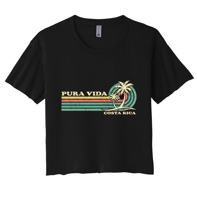 Retro Vintage Family Vacation Costa Rica Pura Vida Beach Crop Top