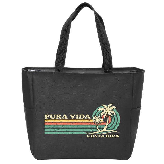 Retro Vintage Family Vacation Costa Rica Pura Vida Beach Zip Tote Bag