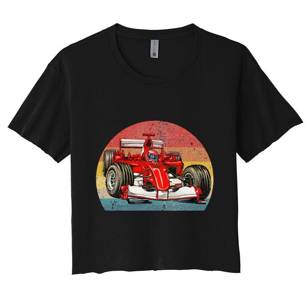 Retro Vintage Formula Racing Lovers Race Car Crop Top