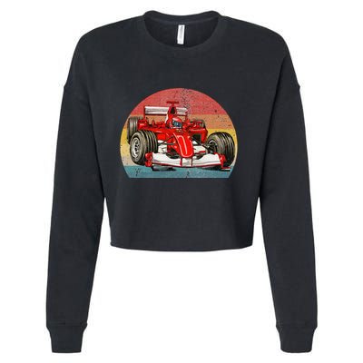 Retro Vintage Formula Racing Lovers Race Car Cropped Pullover Crew