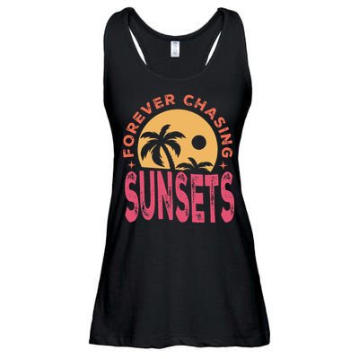 Retro Vintage Forever Chasing Sunsets Summer Vacation Outfit Ladies Essential Flowy Tank