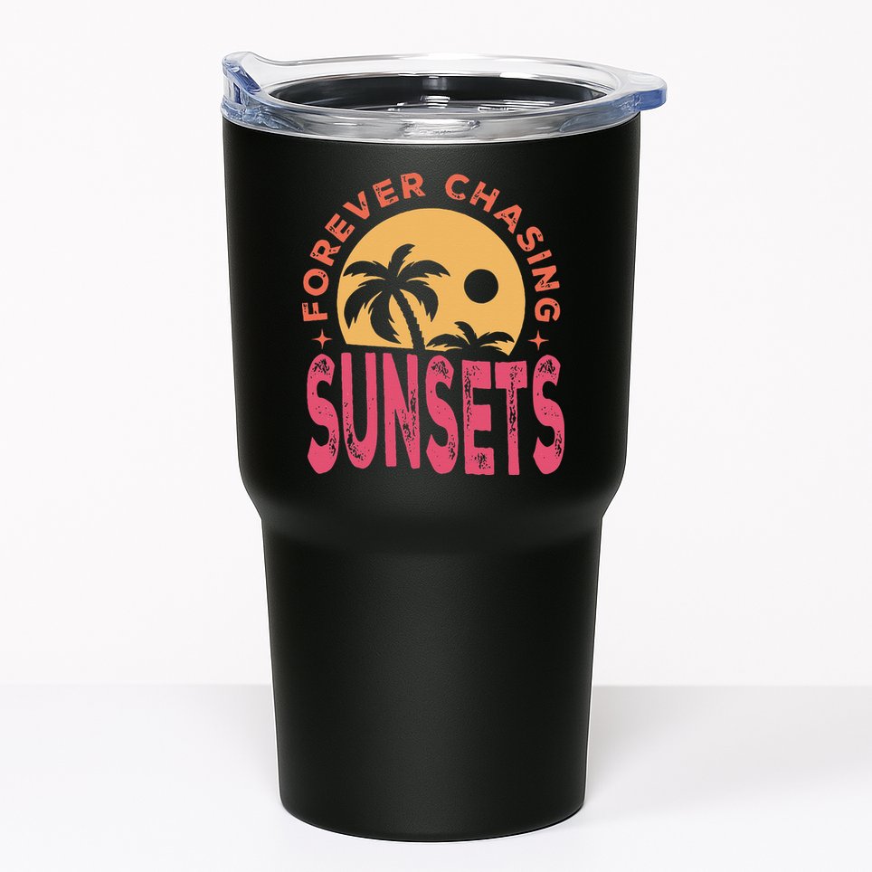 Retro Vintage Forever Chasing Sunsets Summer Vacation Outfit Tumbler