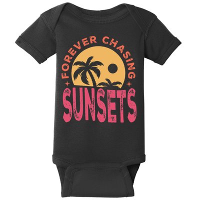 Retro Vintage Forever Chasing Sunsets Summer Vacation Outfit Baby Bodysuit