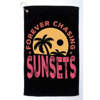 Retro Vintage Forever Chasing Sunsets Summer Vacation Outfit Golf Towel