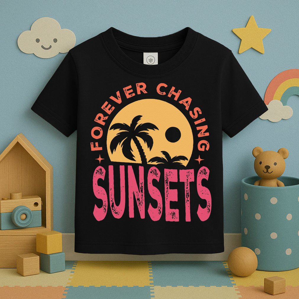 Retro Vintage Forever Chasing Sunsets Summer Vacation Outfit Toddler T-Shirt