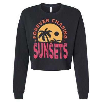 Retro Vintage Forever Chasing Sunsets Summer Vacation Outfit Cropped Pullover Crew