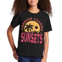 Retro Vintage Forever Chasing Sunsets Summer Vacation Outfit Kids T-Shirt