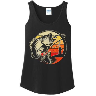 Retro Vintage Fly Fishing Fly Fishermans funny animal Ladies Essential Tank