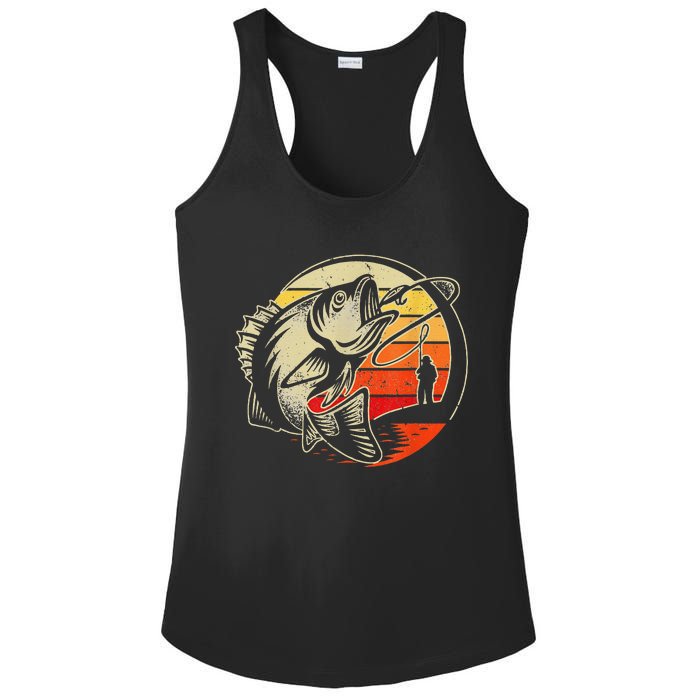 Retro Vintage Fly Fishing Fly Fishermans funny animal Ladies PosiCharge Competitor Racerback Tank