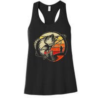 Retro Vintage Fly Fishing Fly Fishermans funny animal Women's Racerback Tank