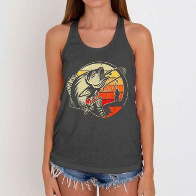 Retro Vintage Fly Fishing Fly Fishermans funny animal Women's Knotted Racerback Tank