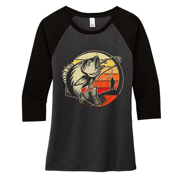 Retro Vintage Fly Fishing Fly Fishermans funny animal Women's Tri-Blend 3/4-Sleeve Raglan Shirt