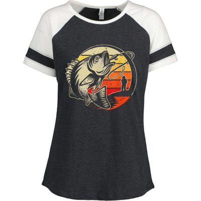 Retro Vintage Fly Fishing Fly Fishermans funny animal Enza Ladies Jersey Colorblock Tee