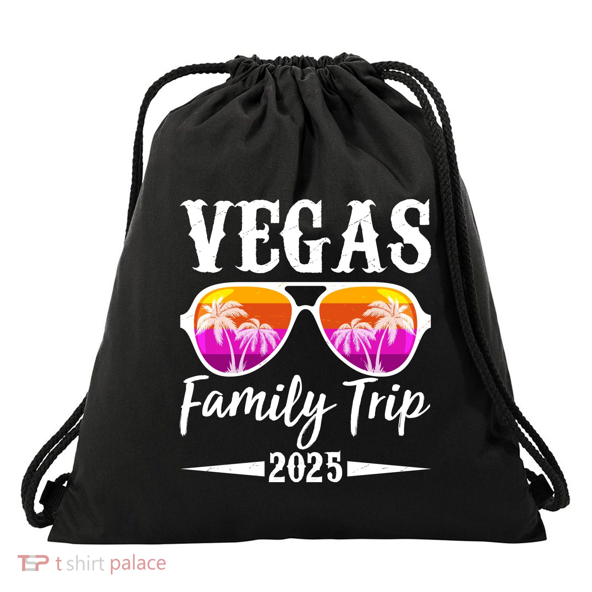 Retro Vegas Family Trip 2025 Drawstring Bag