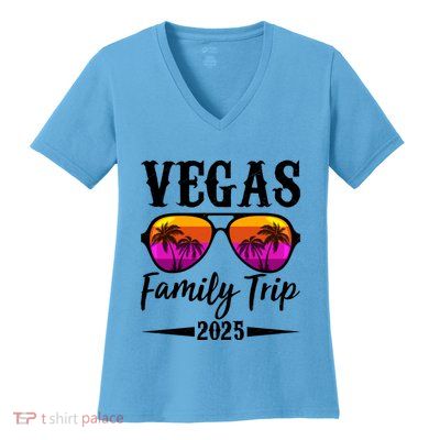 Retro Vegas Family Trip 2025 Women's V-Neck T-Shirt