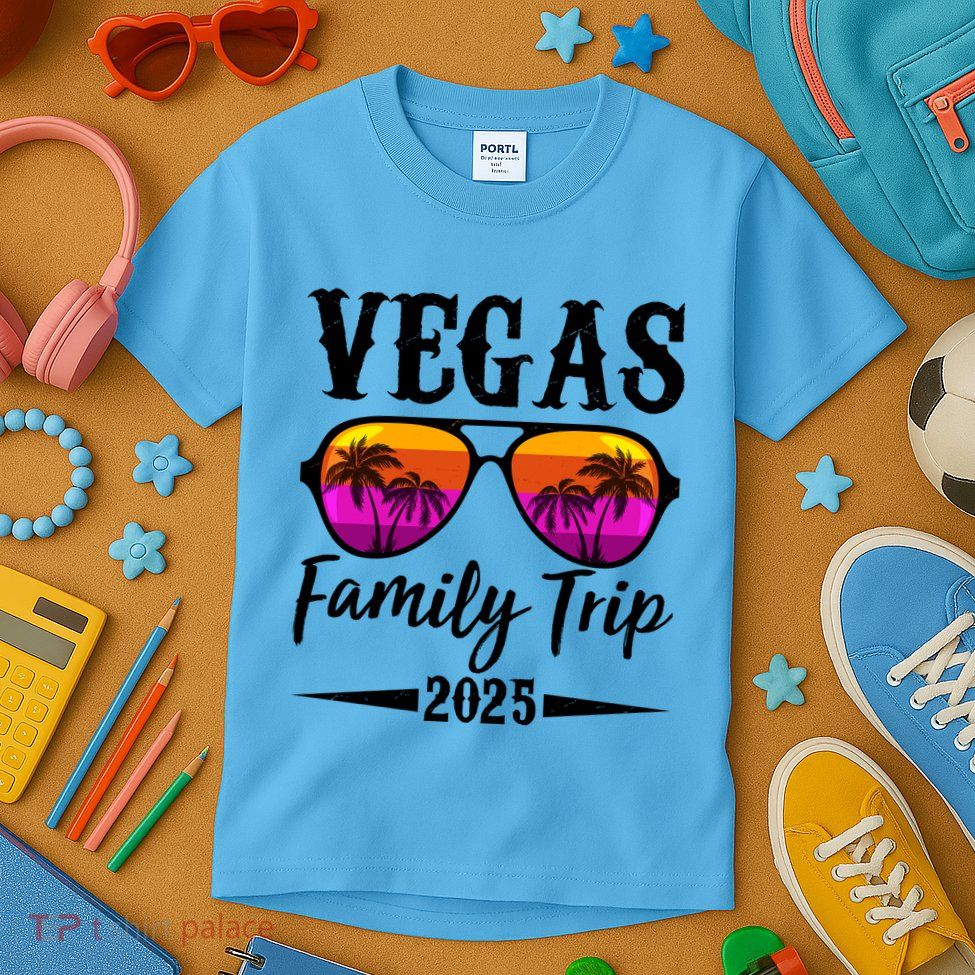 Retro Vegas Family Trip 2025 Kids T-Shirt