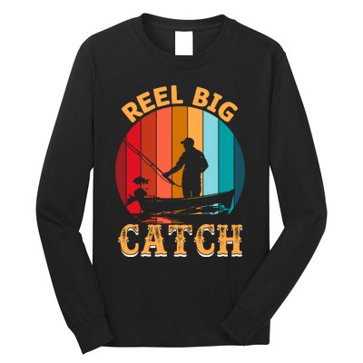 Retro Vintage Fishing Graphic Long Sleeve Shirt