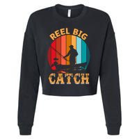 Retro Vintage Fishing Graphic Cropped Pullover Crew