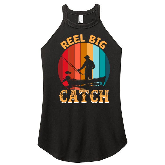 Retro Vintage Fishing Graphic Women's Perfect Tri Rocker Tank