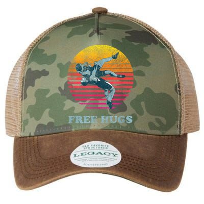 Retro Vintage Faded Cracked 70 80s Style Free Hugs Wrestling Legacy Tie Dye Trucker Hat