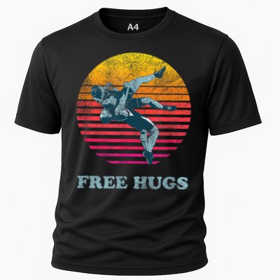 Retro Vintage Faded Cracked 70 80s Style Free Hugs Wrestling Performance Shirt