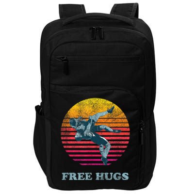 Retro Vintage Faded Cracked 70 80s Style Free Hugs Wrestling Impact Tech Backpack