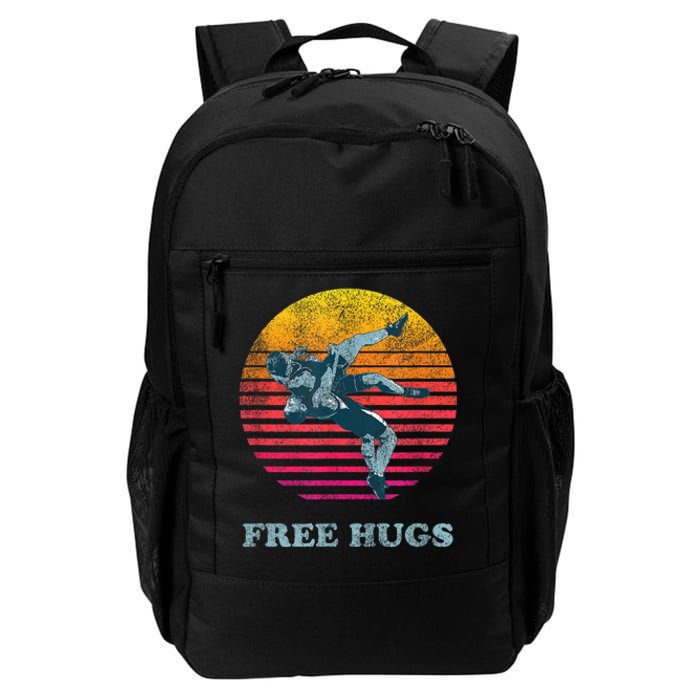 Retro Vintage Faded Cracked 70 80s Style Free Hugs Wrestling Daily Commute Backpack