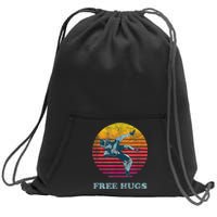 Retro Vintage Faded Cracked 70 80s Style Free Hugs Wrestling Sweatshirt Cinch Pack Bag