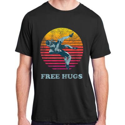 Retro Vintage Faded Cracked 70 80s Style Free Hugs Wrestling Adult ChromaSoft Performance T-Shirt