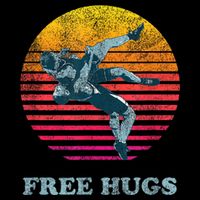 Retro Vintage Faded Cracked 70 80s Style Free Hugs Wrestling Bucket Hat