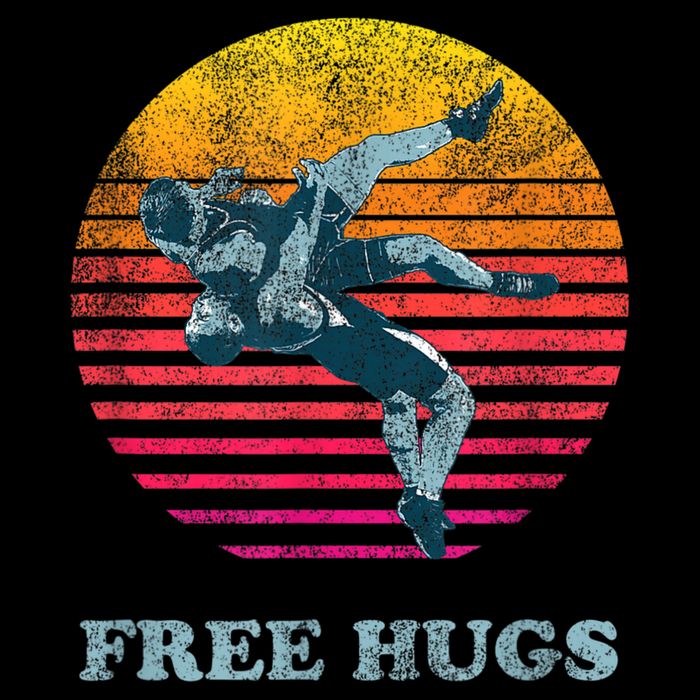 Retro Vintage Faded Cracked 70 80s Style Free Hugs Wrestling Bucket Hat