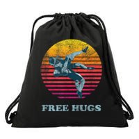 Retro Vintage Faded Cracked 70 80s Style Free Hugs Wrestling Drawstring Bag