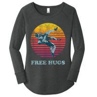 Retro Vintage Faded Cracked 70 80s Style Free Hugs Wrestling Women's Perfect Tri Tunic Long Sleeve Shirt