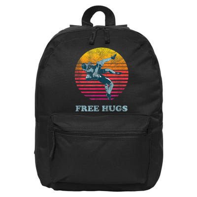 Retro Vintage Faded Cracked 70 80s Style Free Hugs Wrestling 16 in Basic Backpack