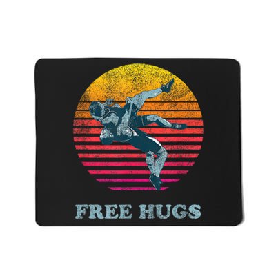 Retro Vintage Faded Cracked 70 80s Style Free Hugs Wrestling Mousepad