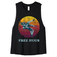 Retro Vintage Faded Cracked 70 80s Style Free Hugs Wrestling Women's Racerback Cropped Tank