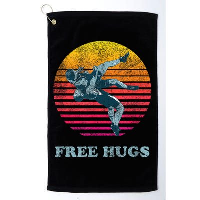 Retro Vintage Faded Cracked 70 80s Style Free Hugs Wrestling Golf Towel