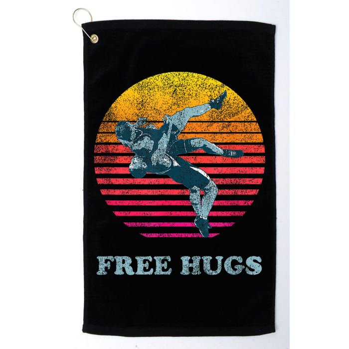 Retro Vintage Faded Cracked 70 80s Style Free Hugs Wrestling Golf Towel